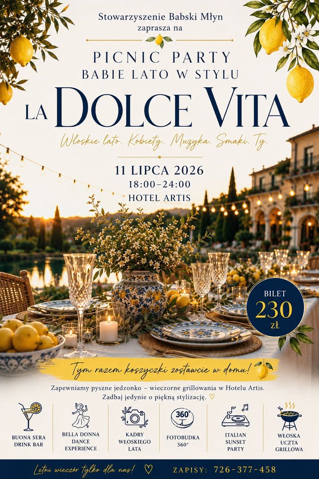 Picnic Party Babie Lato w Stylu La Dolce Vita
