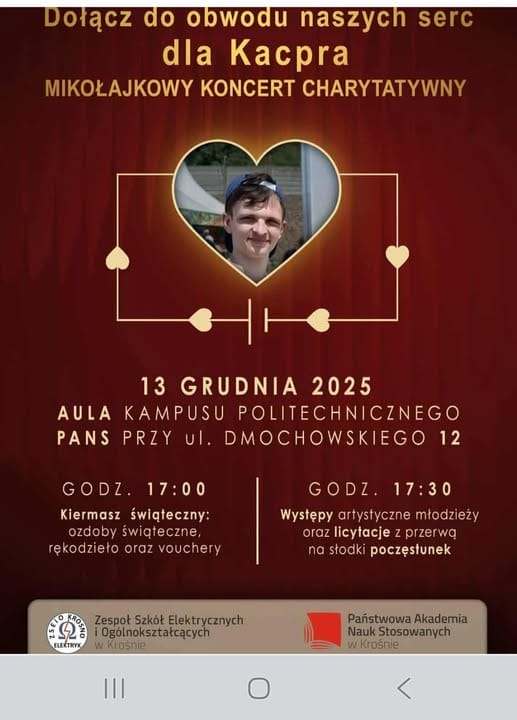 Mikołajkowy Koncert Charytatywny dla Kacpra