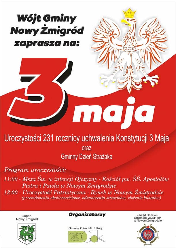 Obchody 231. rocznicy uchwalenia Konstytucji 3 Maja w Nowym Żmigrodzie