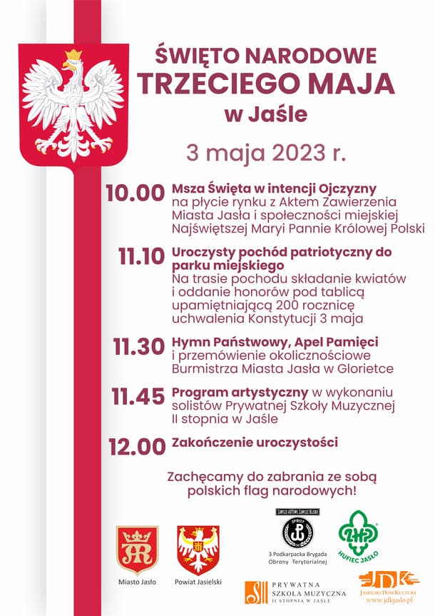 Obchody 232. rocznicy uchwalenia Konstytucji 3 maja w Jaśle