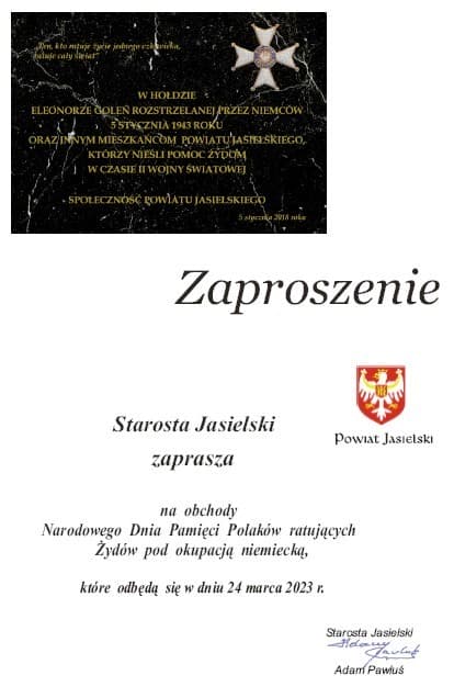 Obchody Narodowego Dnia Pamięci Polaków ratujących Żydów