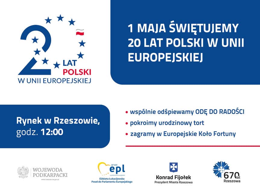 Urodzinowy tort na rynku w Rzeszowie - 20 lat Polski w Unii Europejskiej