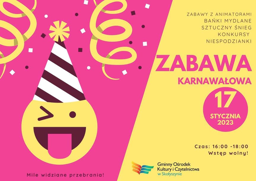 Zabawa karnawałowa dla dzieci w Skołyszynie