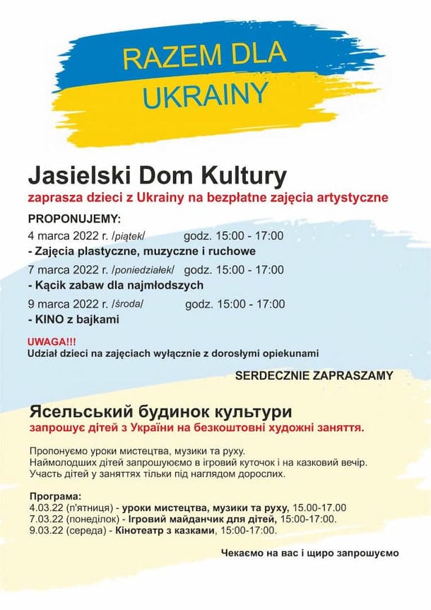 Zajęcia artystyczne dla dzieci z Ukrainy
