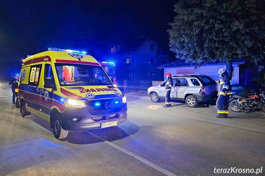 Wypadek w Krośnie. Poszkodowany motocyklista