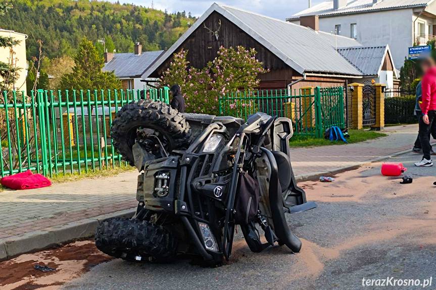 Wypadek w Rymanowie-Zdroju. Zderzenie osobówki z quadem