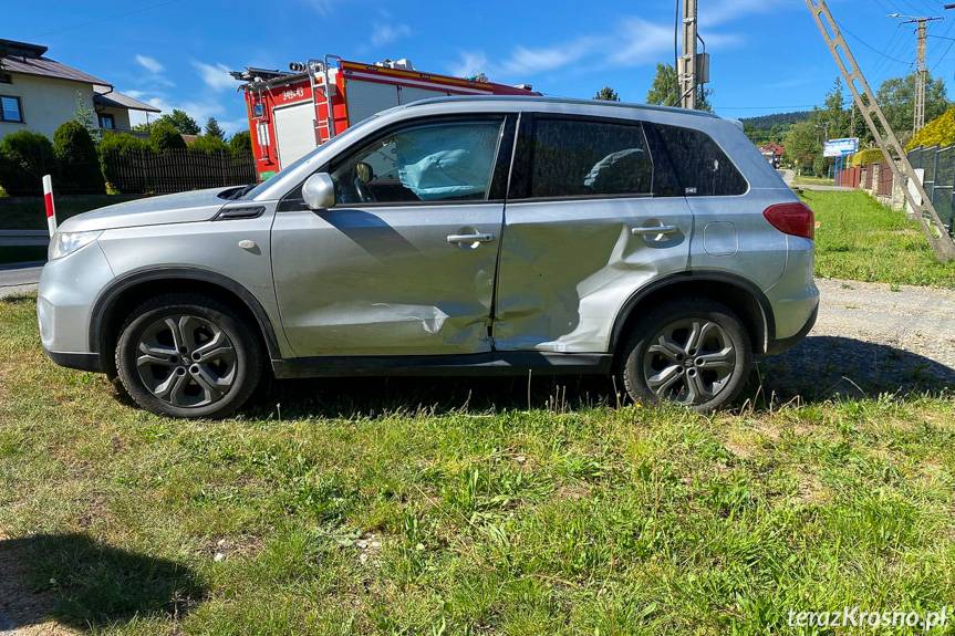 Zderzenie dwóch samochodów w Korczynie