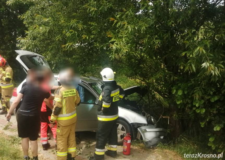 Iskrzynia. Zasnął za kierownicą i uderzył w drzewo