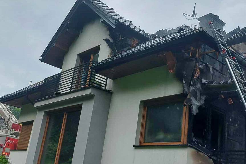 Pożar domu w powiecie jasielskim