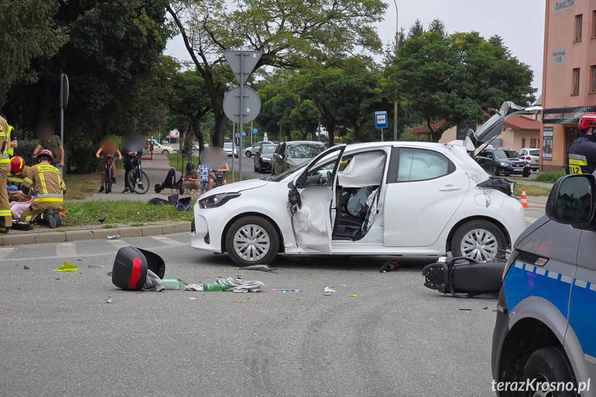 Zderzenie motocykla z Toyotą w Krośnie