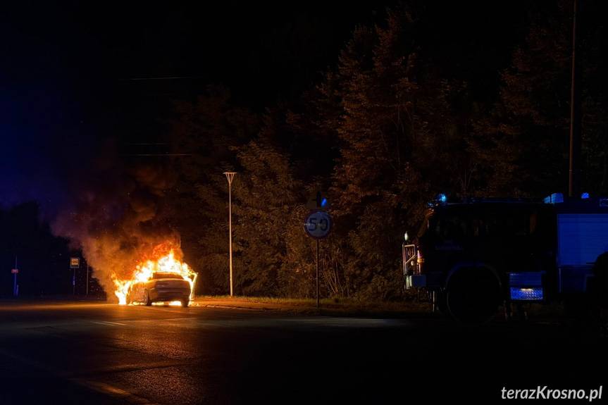 Pożar samochodu w Klimkówce