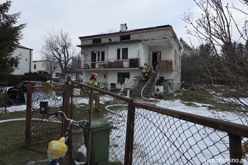 Pożar w domu w Krośnie