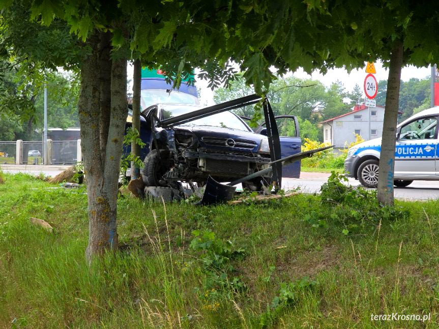 Pościg ulicami Krosna zakończony kolizją