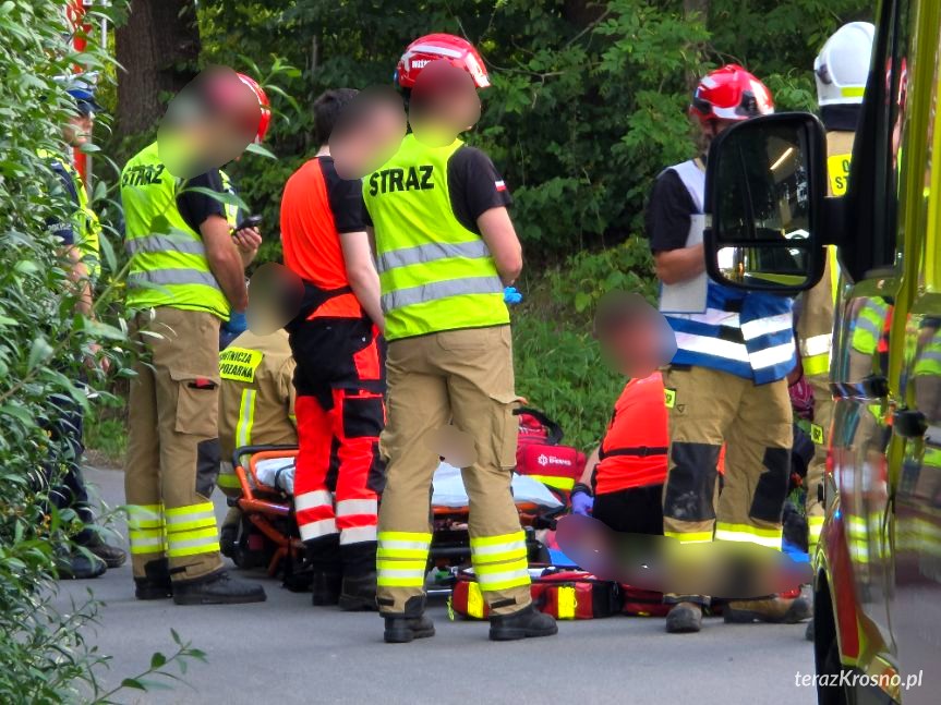 Wypadek rowerzysty w Jaszczwi