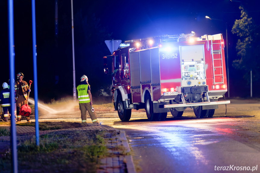 Osady z oczyszczalni wylądowały na drodze. Nocne sprzątanie w Krośnie