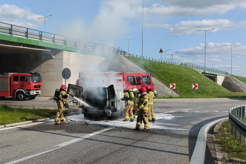Pożar samochodu w Racławówce