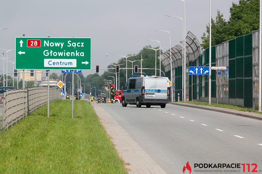 Niebezpieczna substancja na jezdni