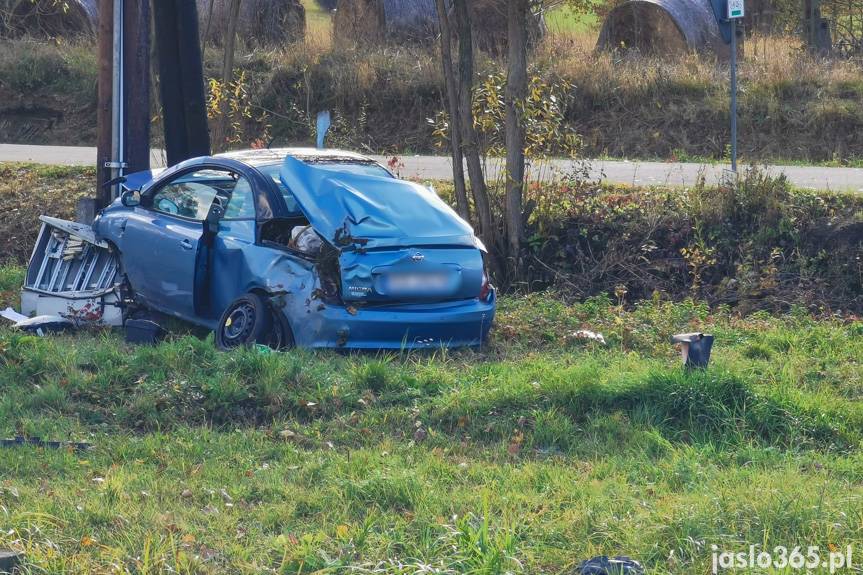 Nissan koziołkował w Nowym Żmigrodzie