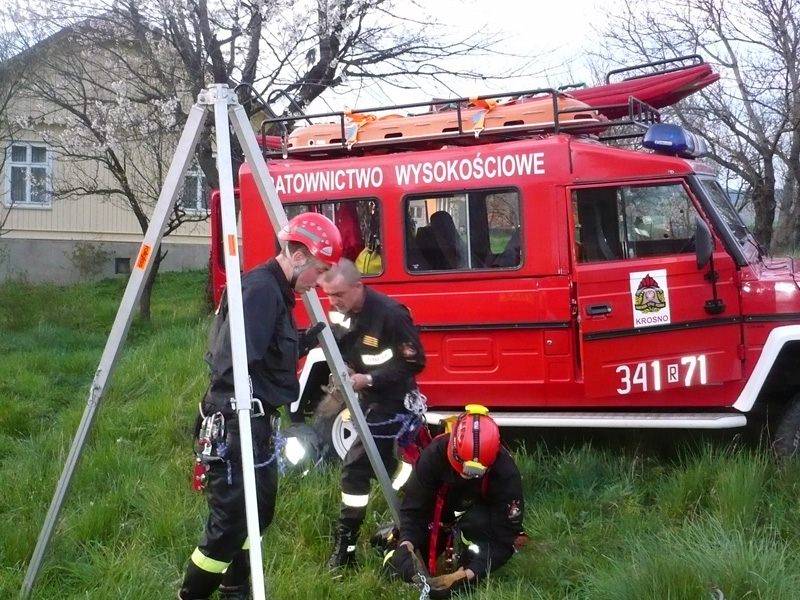Akcja strażaków w Cergowej, koza wpadła do studni