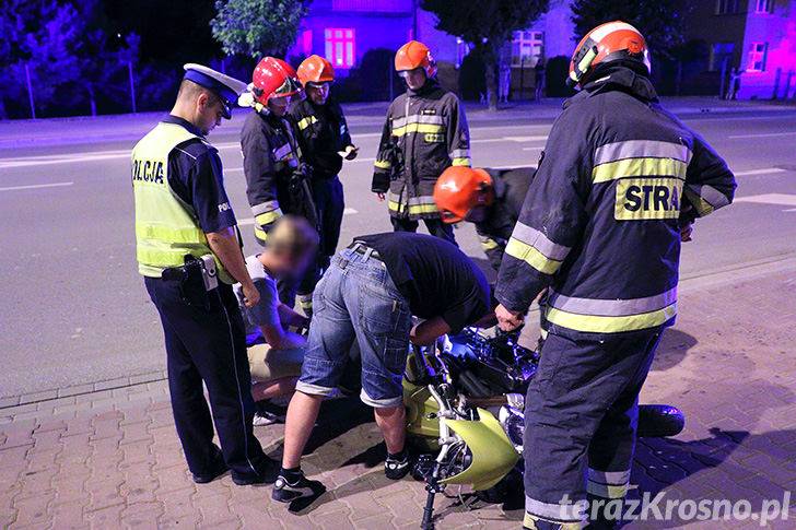 Wypadek w Krośnie. Motocyklista trafił do szpitala