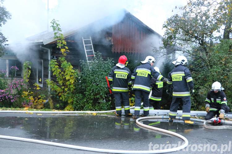 Pożar drewnianego budynku w Iwoniczu