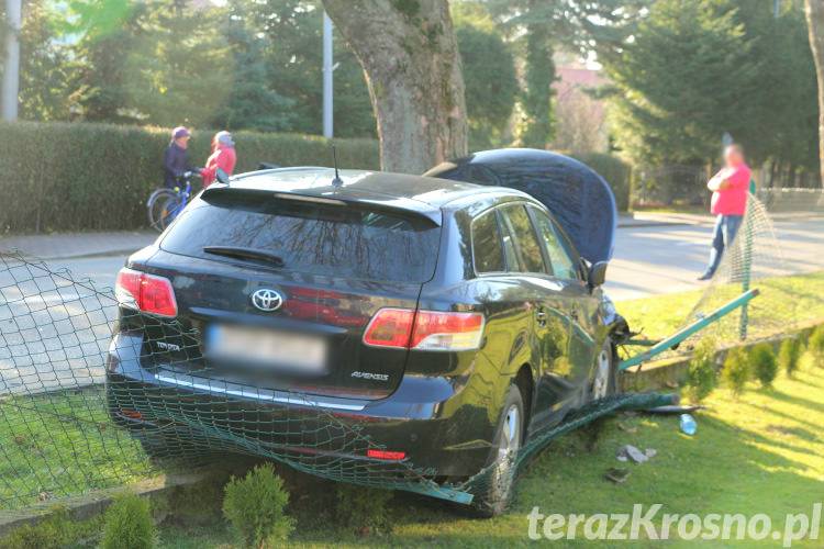 Toyota wbiła się w drzewo