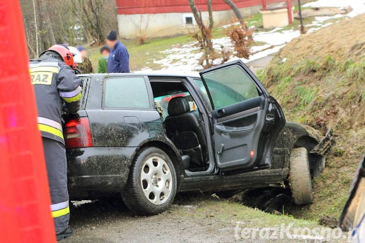 Łęki Dukielskie: Audi w rowie