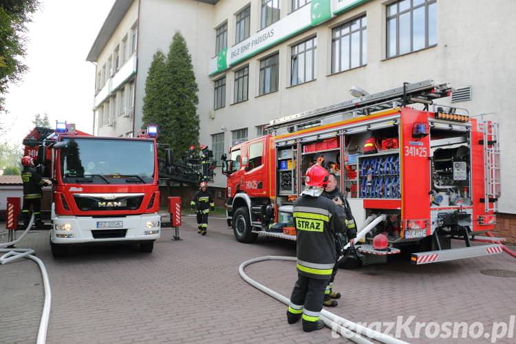 Krosno. Pożar w budynku banku