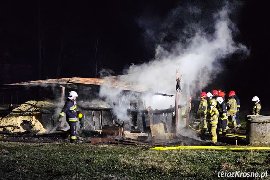 Pożar wiaty w Rogach