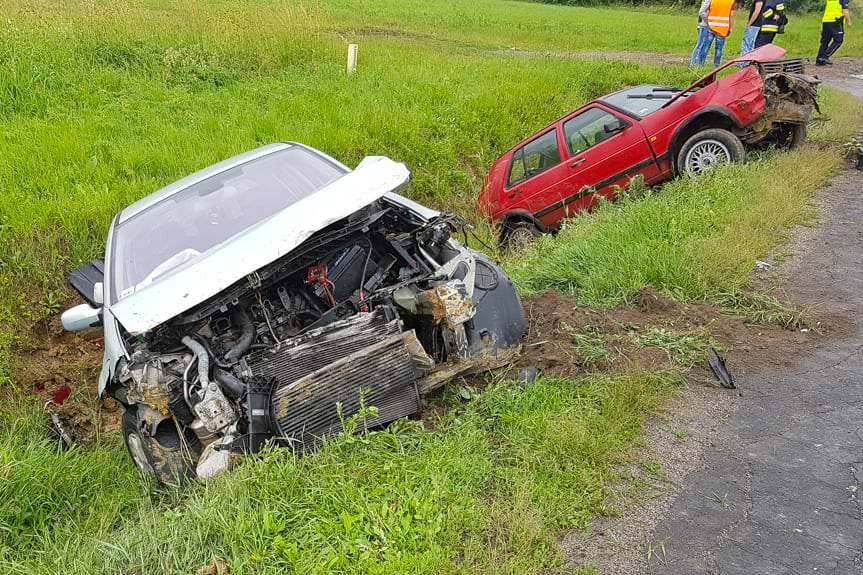 Kolizja trzech samochodów w Rymanowie
