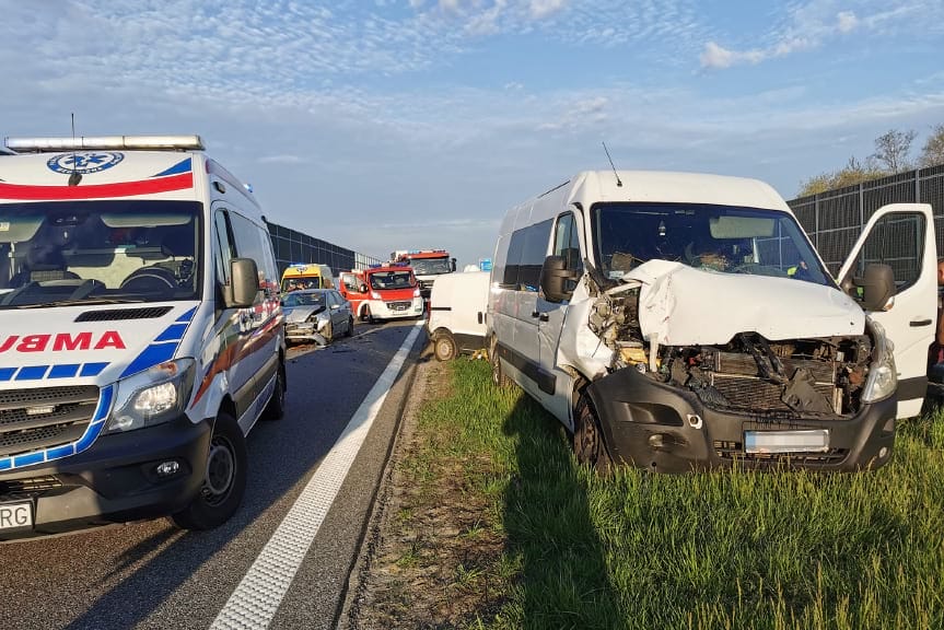 Karambol na autostradzie A4 w miejscowości Boreczek
