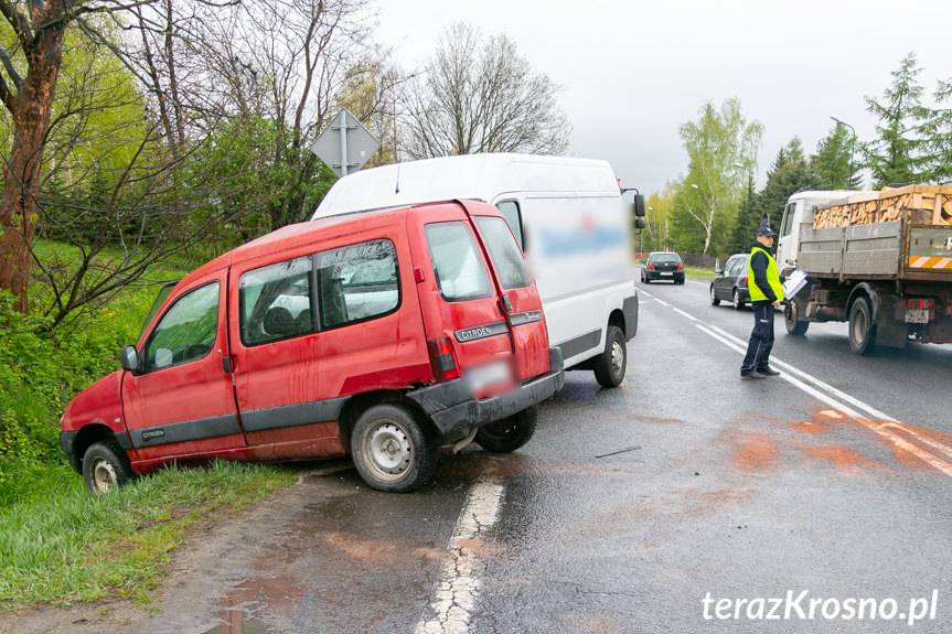 Zderzenie trzech samochodów w Rymanowie