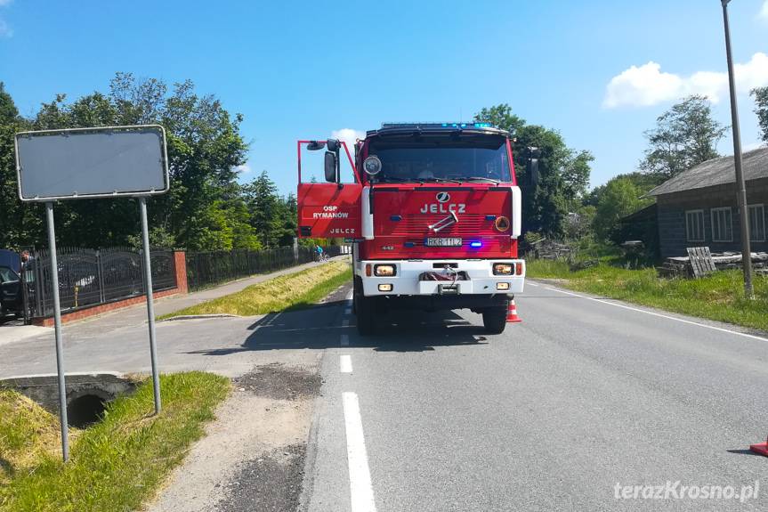 Pożar samochodu w Rymanowie