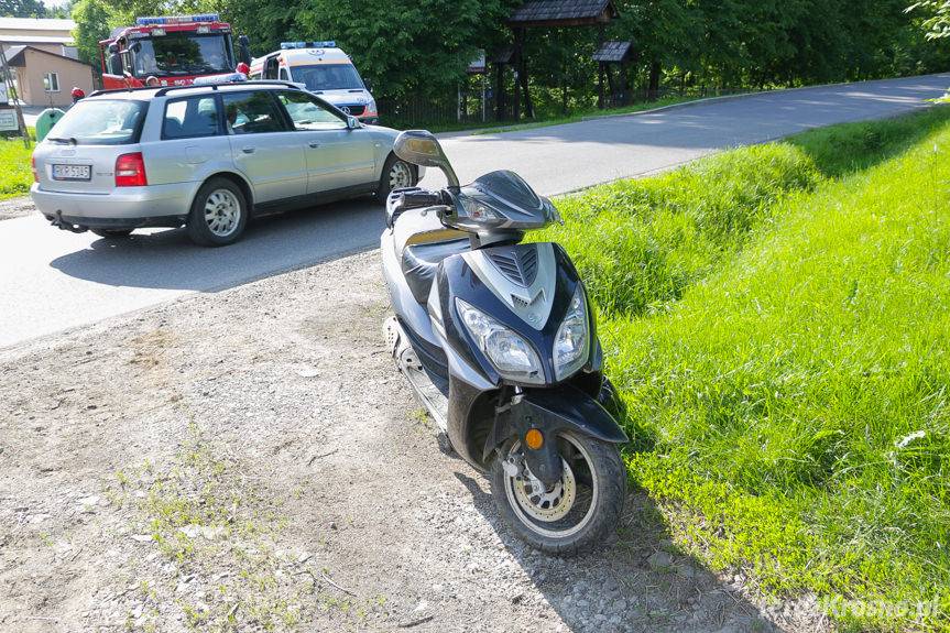 Zderzenie motoroweru z samochodem w Targowiskach