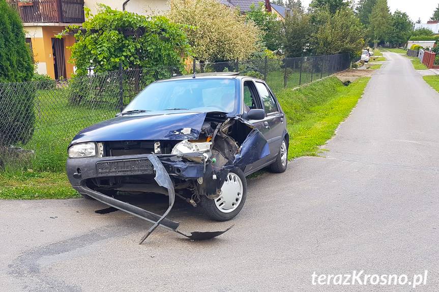 Zderzenie samochodów w Korczynie