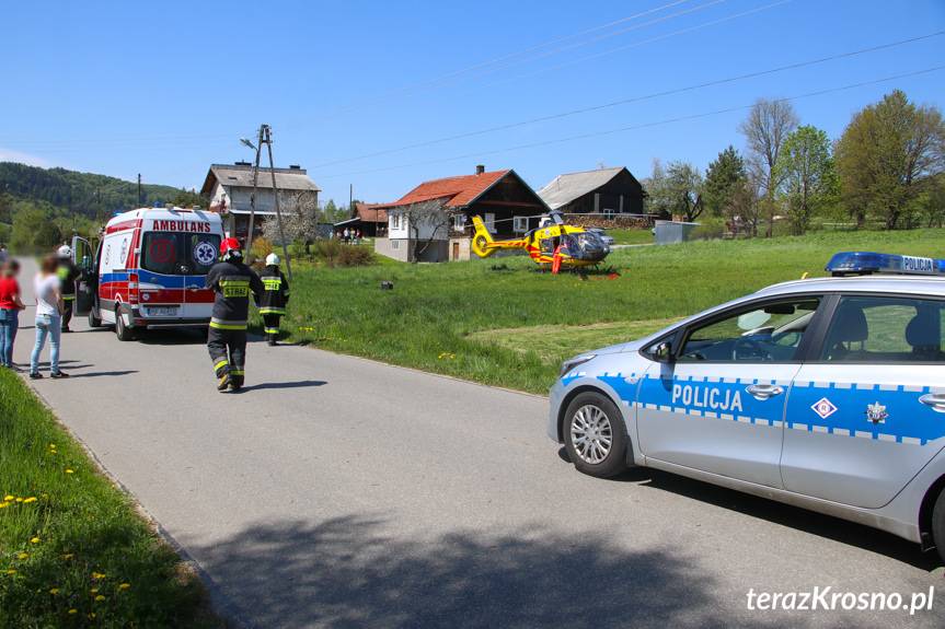 Wypadek w Węglówce, poważnie ranny motocyklista 