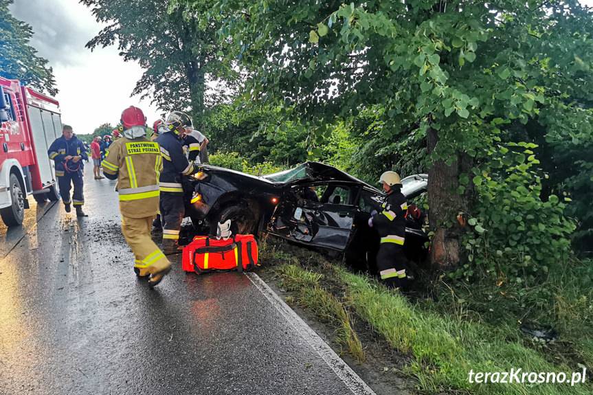 Zręcin. Uderzył audi w drzewo 
