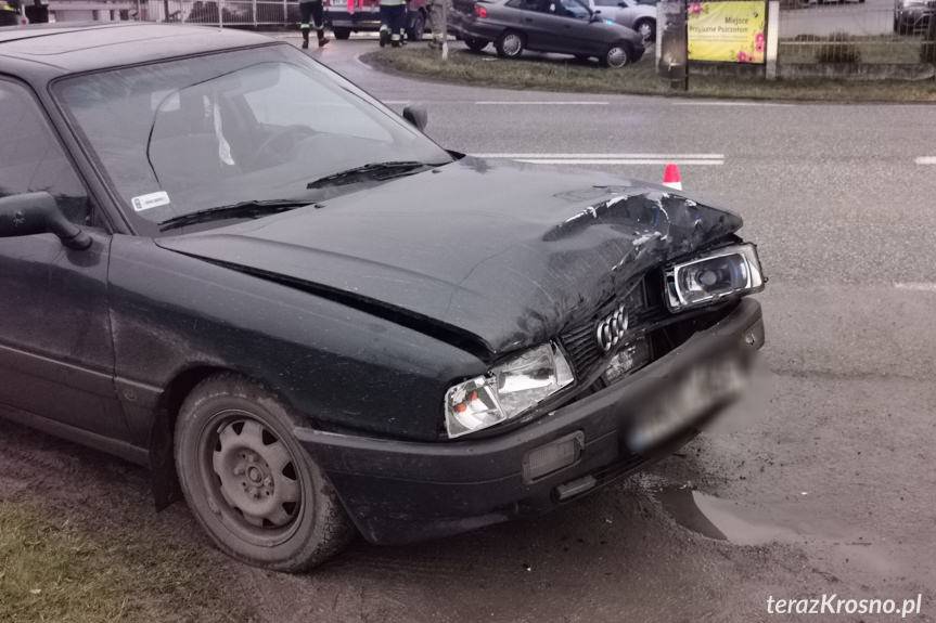 Zderzenie opla i audi w Wojaszówce
