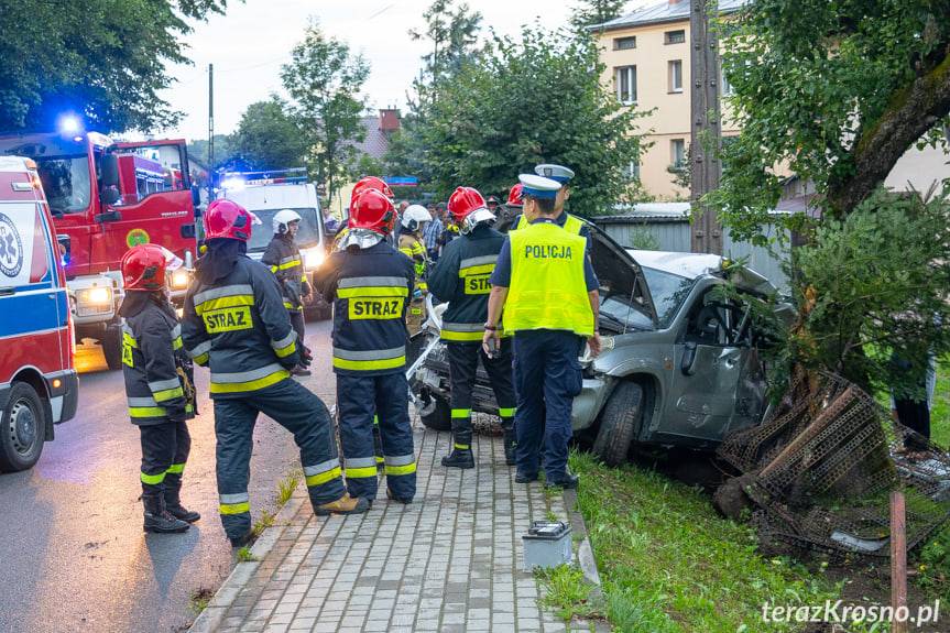 Rogi. Uderzyła osobówką w drzewo