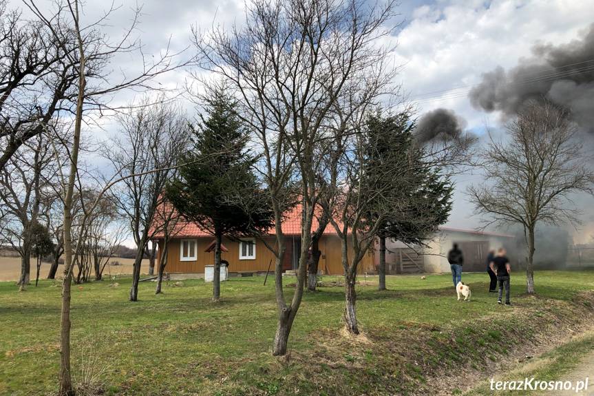Pożar budynku mieszkalnego i gospodarczego w Rogach