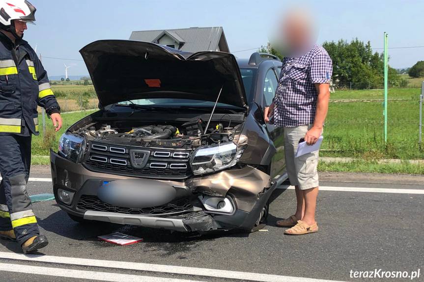 Kolizja dwóch samochodów w Rymanowie na DK28