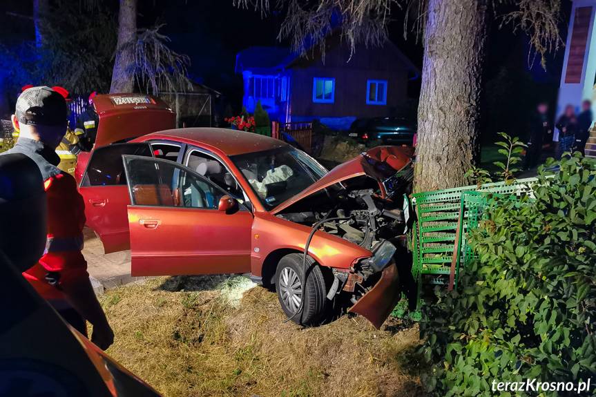 Audi roztrzaskane na drzewie w Szczepańcowej