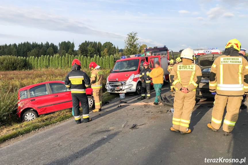 Zderzenie fiata i kia w Rymanowie