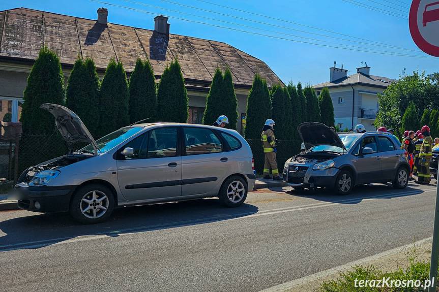 Zderzenie samochodów w Korczynie
