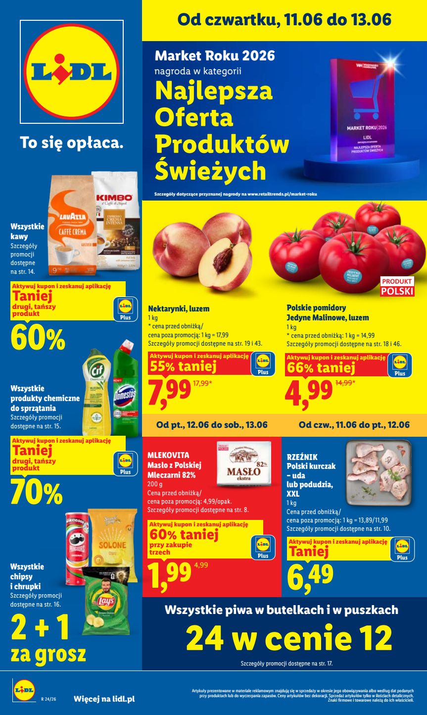Strona 1 gazetki Lidl z produktem Mleko