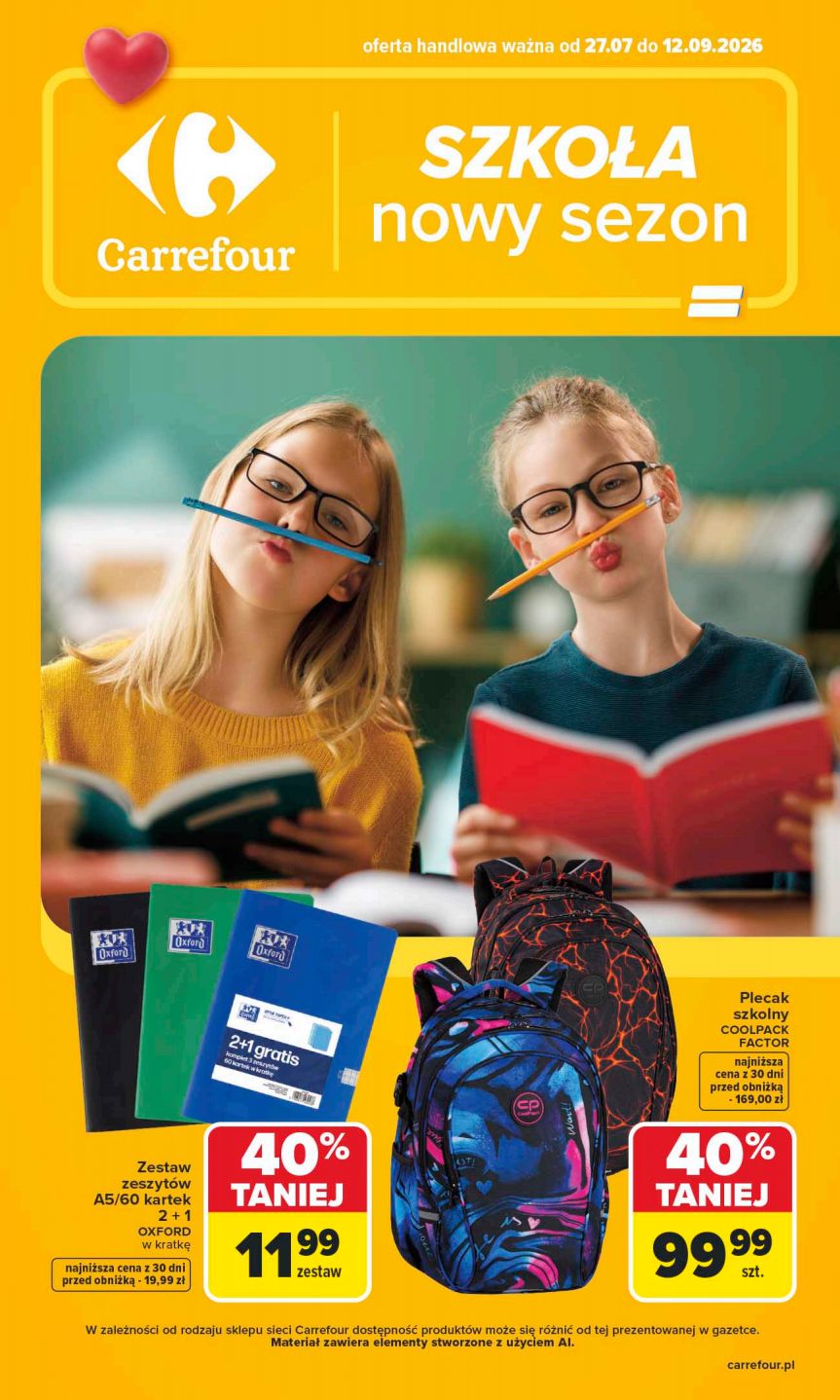 Strona 1 gazetki Carrefour z produktem Artykuły szkolne