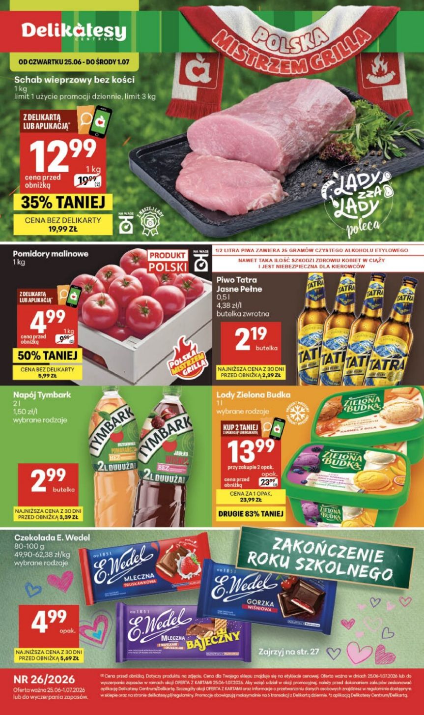Strona 1 gazetki Delikatesy Centrum z produktem Mięso i wędliny