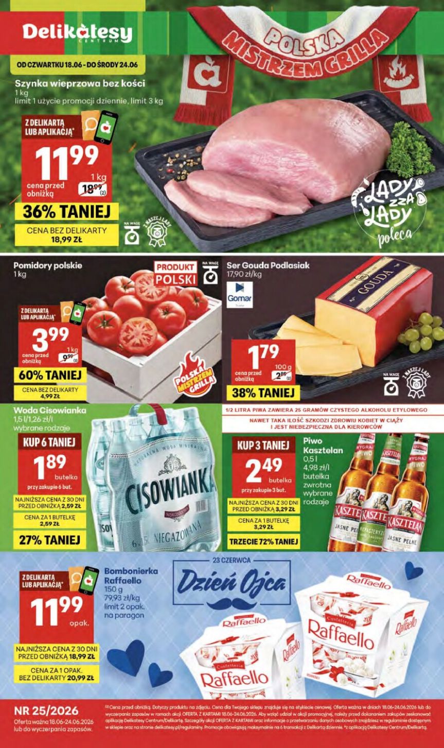 Strona 1 gazetki Delikatesy Centrum z produktem Mięso i wędliny