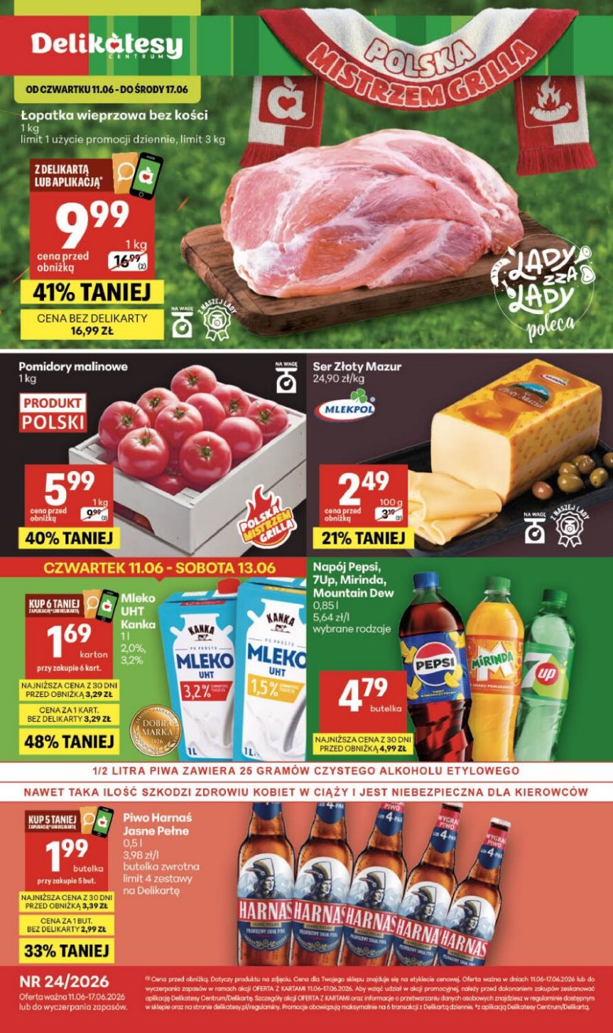 Strona 1 gazetki Delikatesy Centrum z produktem Soki, Napoje, Cola