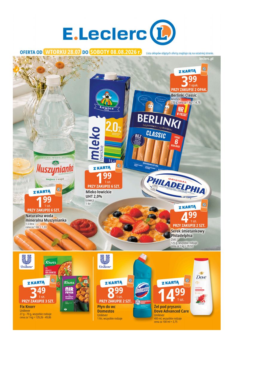 Strona 1 gazetki E.Leclerc z produktem Mleko